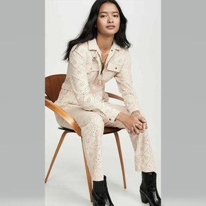 Free People Ivory Eyelet Jumpsuit Set The Tone size 4 NEW